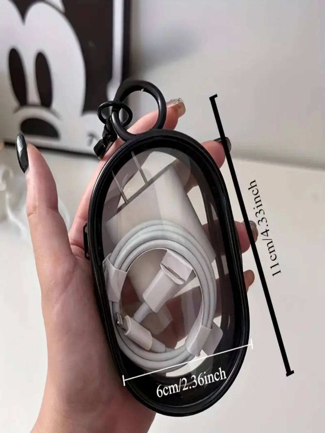 Electronics Organizer Pouch - Waterproof & Shockproof Cable Storage Case for Travel, Transparent Tech Gear Bag with Zipper, Port