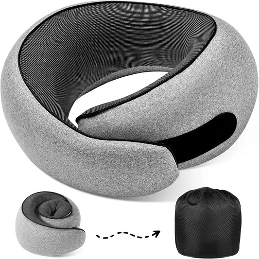 Travel Neck Pillow Premium Memory Foam Neck Pillow for Comfort on Airplane 360º Ergonomic Design with Washable Modal Cover JAF8X